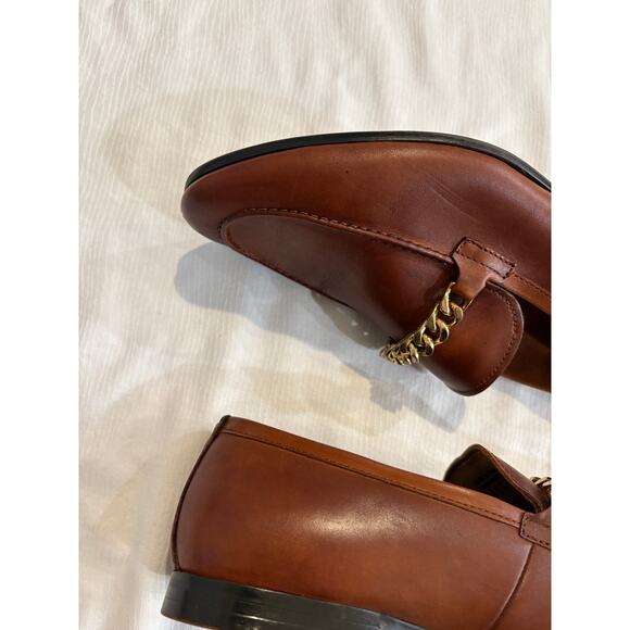 Aldo Leather Loafers Brown Gold Chain Accent Slip On Mens 8 EU 41 main image 9
